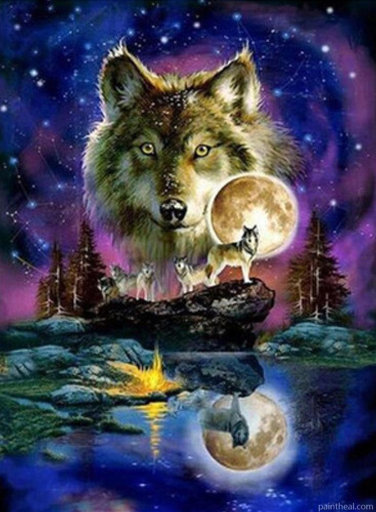 Wolf And Moon Painting By Numbers Kits