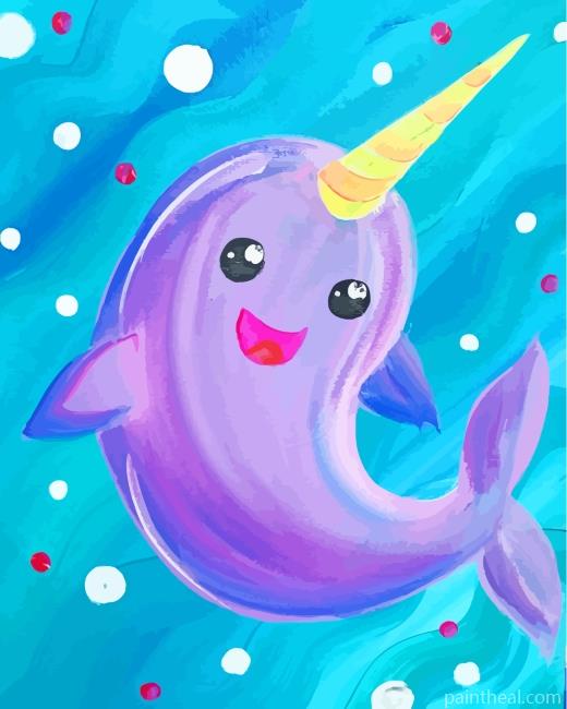 Cute Narwhal Art Painting By Numbers Kits