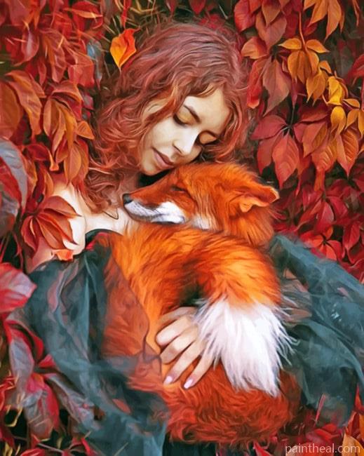 Girl With Red Fox Painting By Numbers Kits