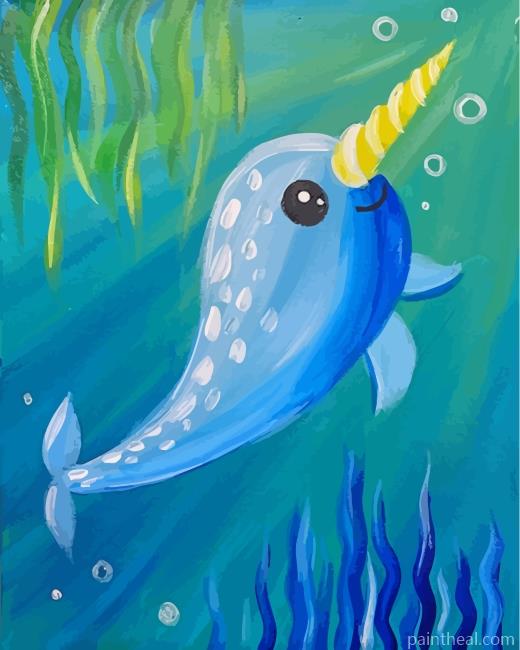 Little Blue Narwhal Painting By Numbers Kits
