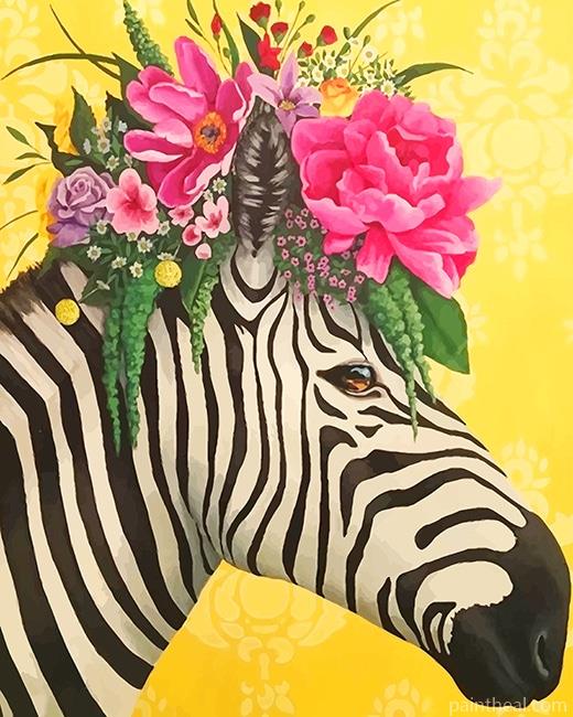 Zebra Flowers Crown Painting By Numbers Kits