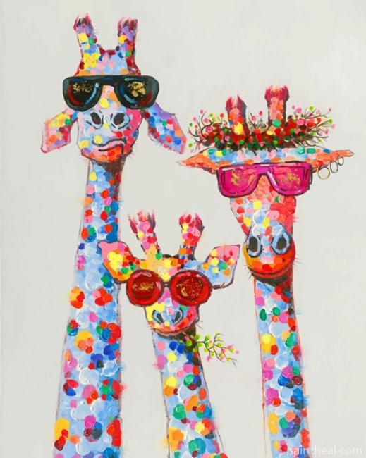 Giraffes With Sunglasses Painting By Numbers Kits