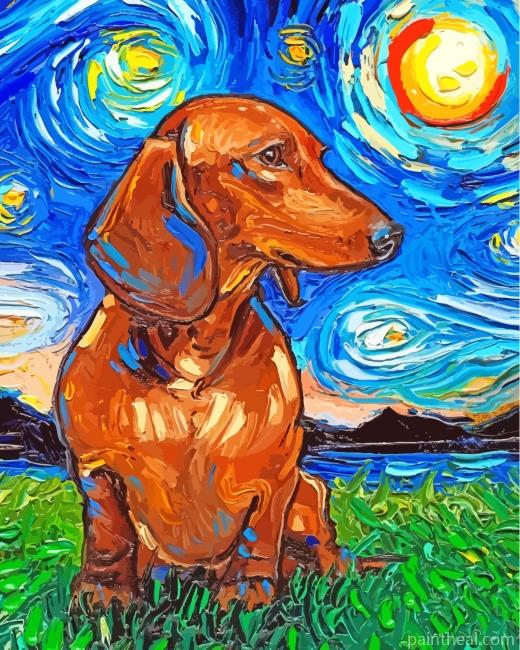 Dachshund Starry Night Painting By Numbers Kits