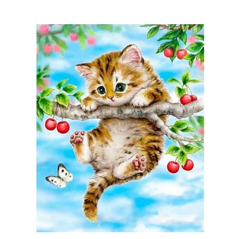 Kitten On Tree Stick Painting By Numbers Kits