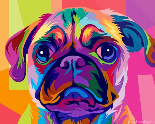 Colorful Pug Dog Painting By Numbers Kits