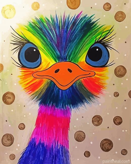 Colorful Emu Bird Painting By Numbers Kits