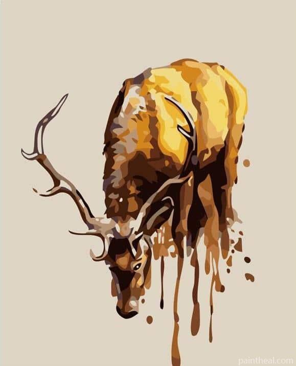 Golden Splatter Deer Painting By Numbers Kits