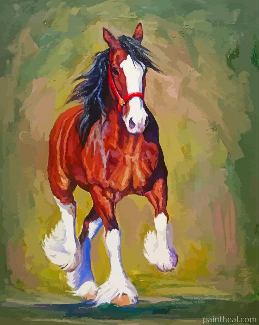 Brown Clydesdale Horse Painting By Numbers Kits