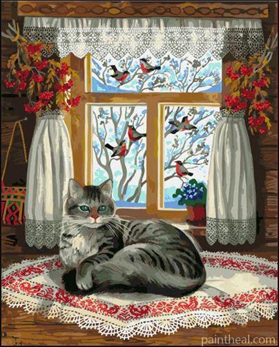 Cat By Window Painting By Numbers Kits