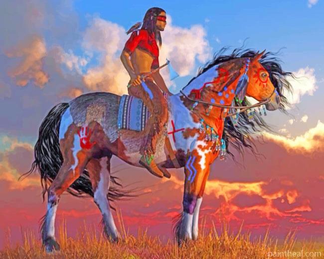 Native American On Horse Painting By Numbers Kits