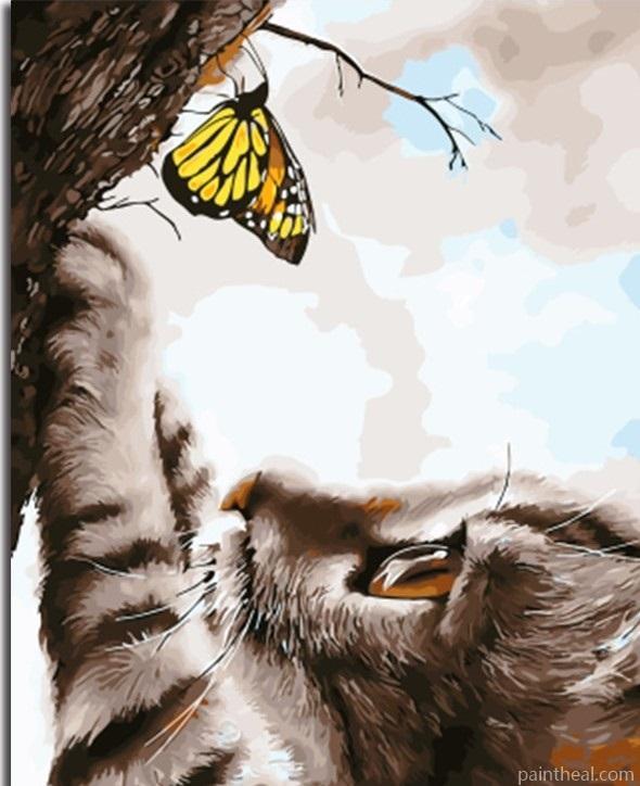 Butterfly And Cat Painting By Numbers Kits