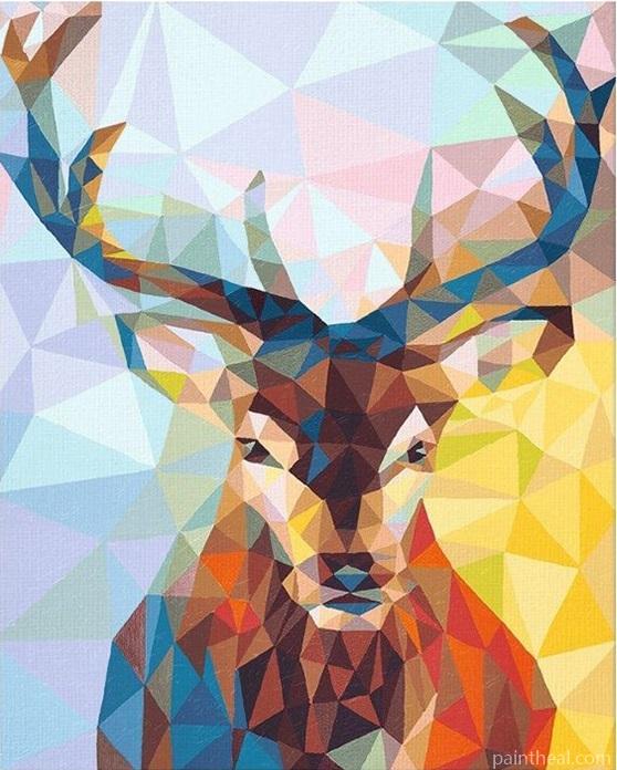 Colorful Geometric Deer Painting By Numbers Kits
