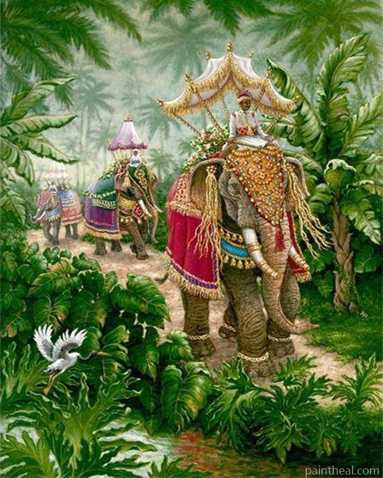 Indian Elephant Festival Painting By Numbers Kits