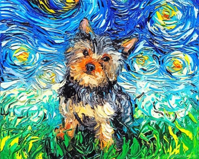Yorkie Starry Night Painting By Numbers Kits