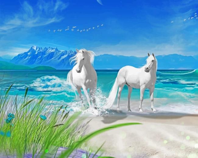 Horses In Beach Painting By Numbers Kits