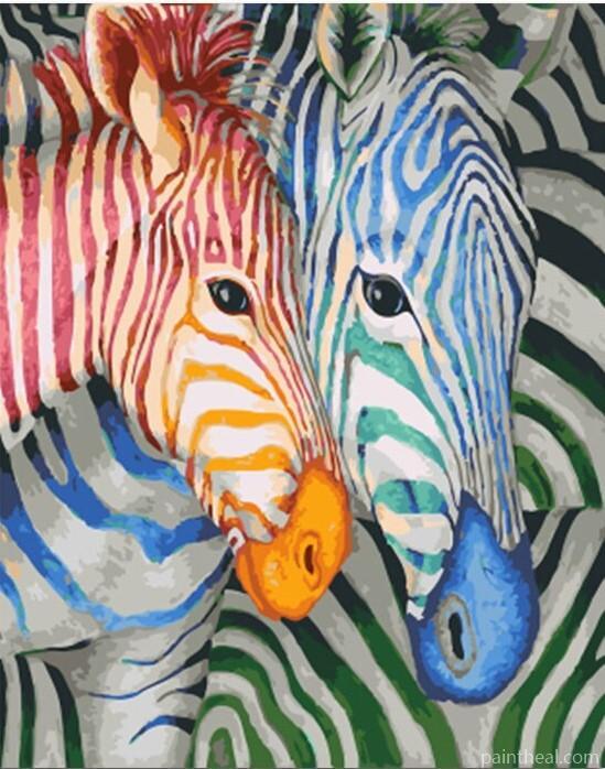 Yellow And Blue Zebras Painting By Numbers Kits