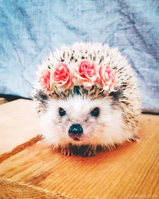 Hedgehog With Flowers Painting By Numbers Kits
