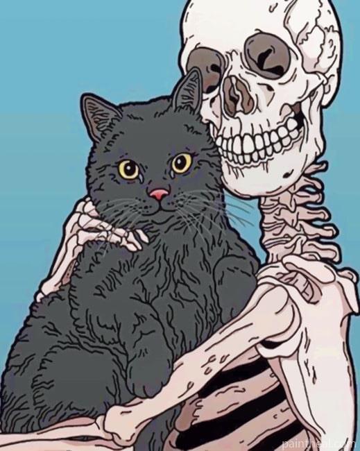 Skeleton And Black Cat Painting By Numbers Kits