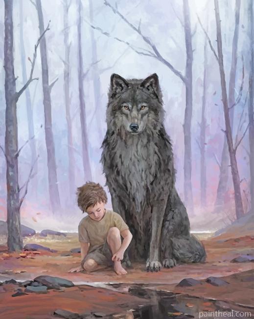 Boy And Wolf Painting By Numbers Kits