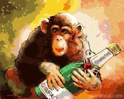 Monkey With Champagne Painting By Numbers Kits