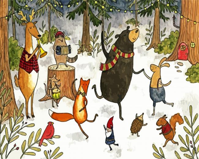 Wild Animals Dancing Painting By Numbers Kits