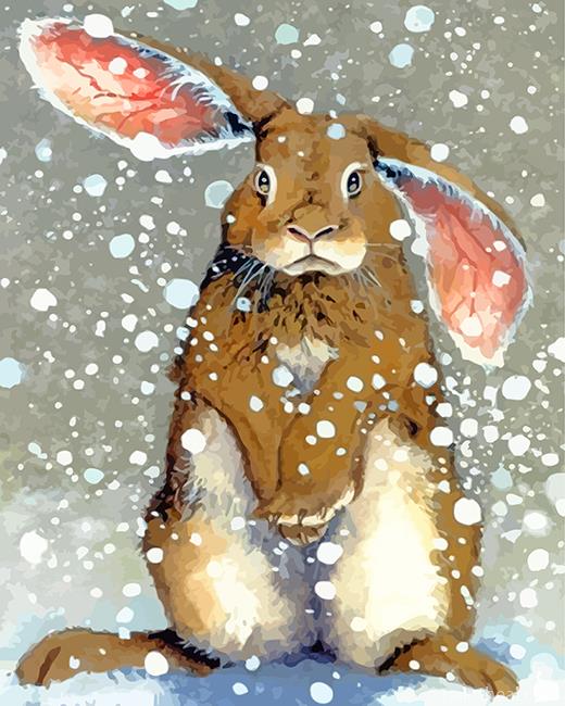 Rabbit In Snow Painting By Numbers Kits
