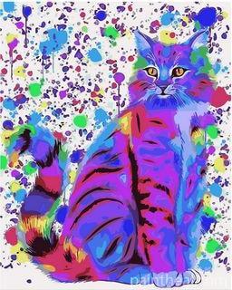 Colorful Splatter Cat Painting By Numbers Kits