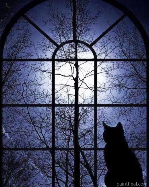 Lonely Cat Silhouette Painting By Numbers Kits