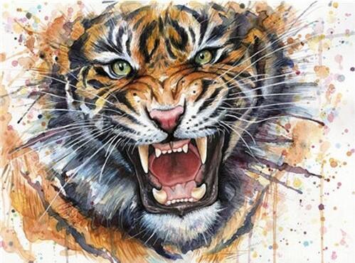 Splatter Tiger Art Painting By Numbers Kits