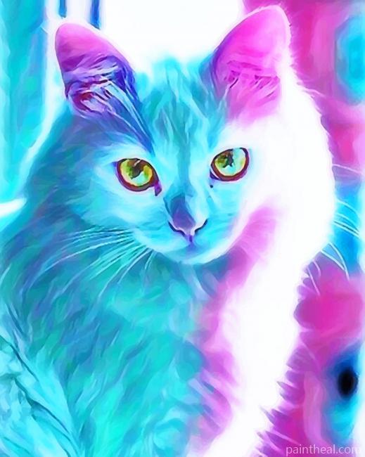 Blue and Pink Cat Painting By Numbers Kits