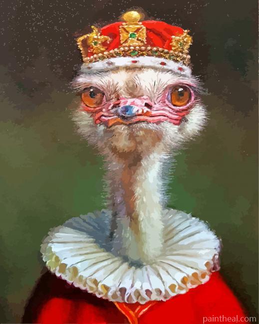 Ostrich Wearing A Crown Painting By Numbers Kits