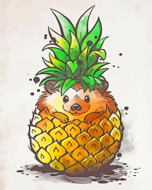 Hedgehog In A Pineapple Painting By Numbers Kits