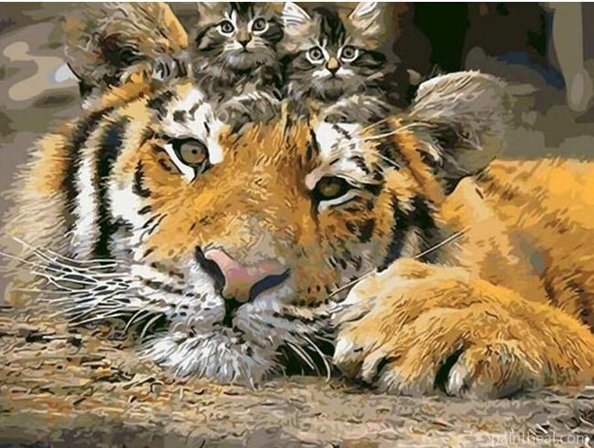 Tiger And Kittens Painting By Numbers Kits