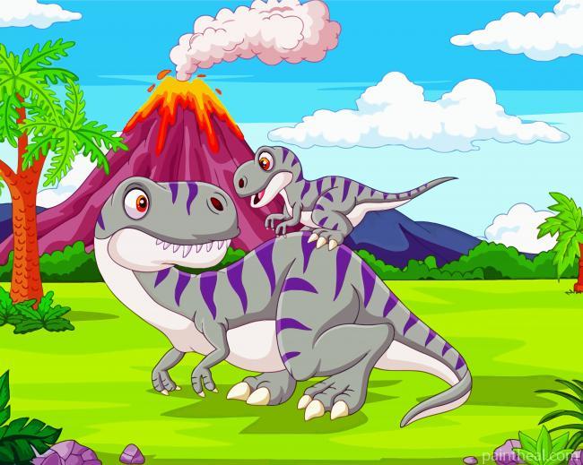 Mother And Baby Dinosaur Painting By Numbers Kits