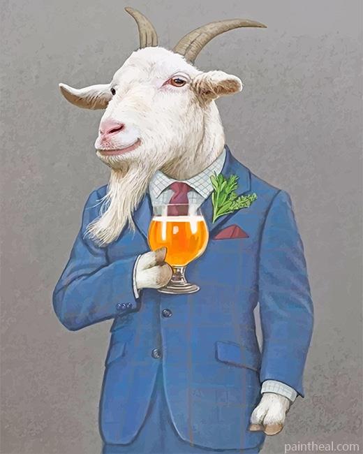 Classy Goat Drinking Juice Painting By Numbers Kits