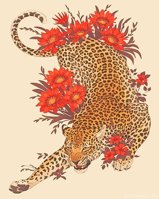 Tiger With Flowers Painting By Numbers Kits