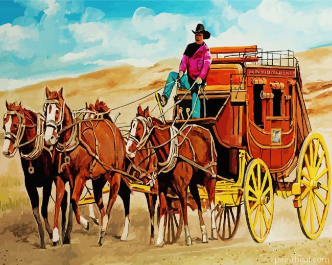 Stagecoach And Horses Art Painting By Numbers Kits
