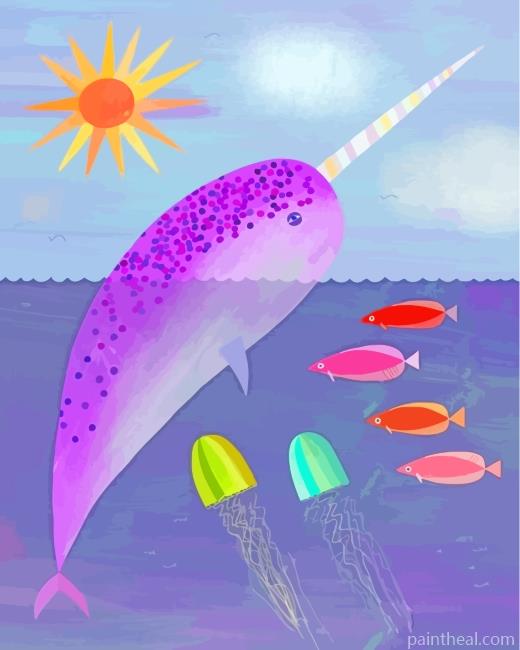 Purple Narwhal Art Painting By Numbers Kits