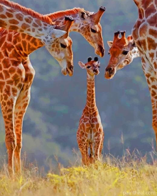 Giraffe Family Painting By Numbers Kits