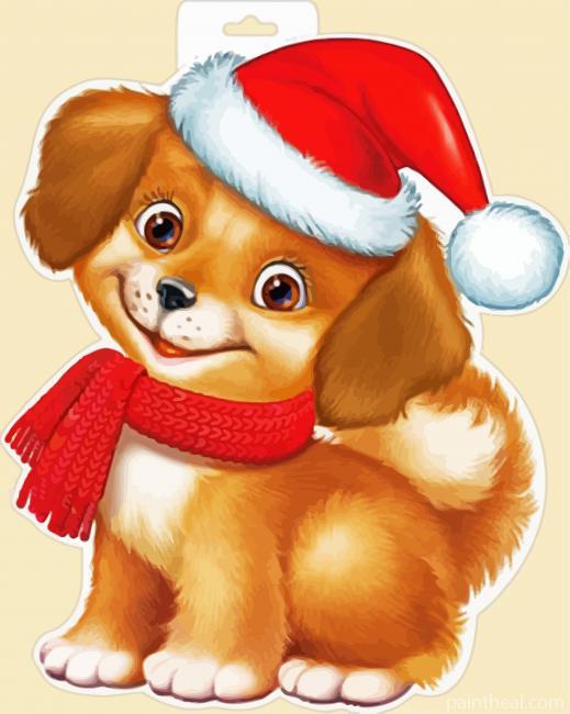 Christmas Dog Painting By Numbers Kits