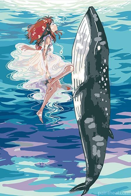 Whale and little Girl Painting By Numbers Kits