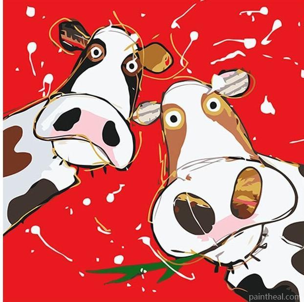 Cartoon Cows Painting By Numbers Kits