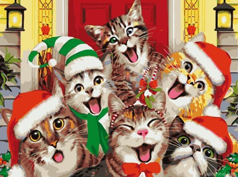 Christmas Cats Painting By Numbers Kits