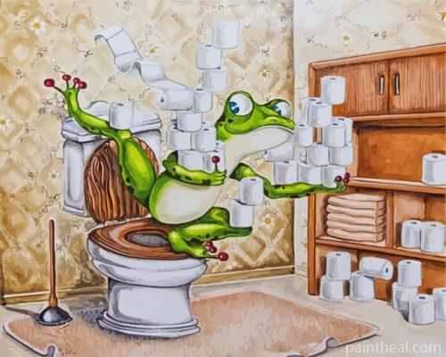 Frog In Toilet Painting By Numbers Kits