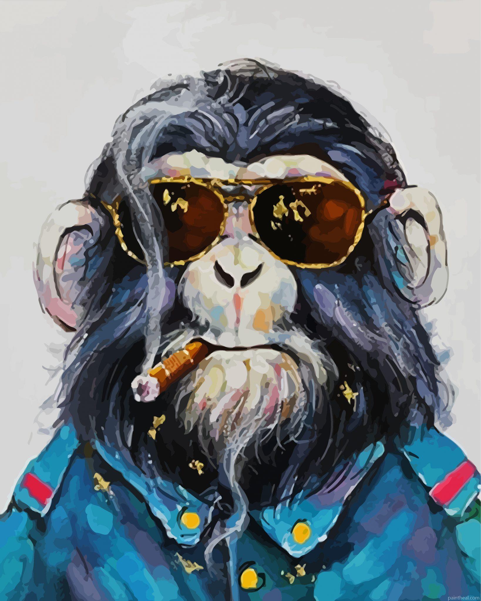 Classy Smoking Monkey Painting By Numbers Kits