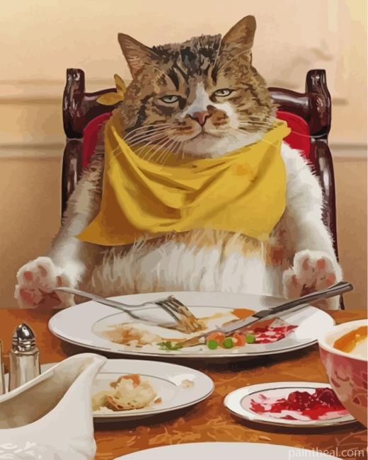 Fat Cat Eating Painting By Numbers Kits