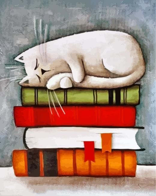 Cat On Books Painting By Numbers Kits