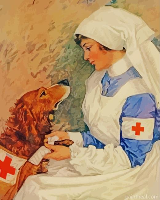 Nurse And Golden Retriever Painting By Numbers Kits