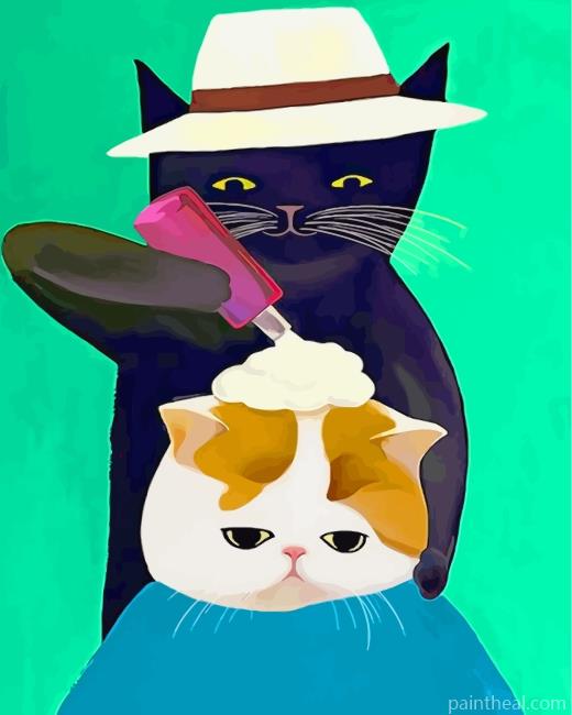 Black Barber Cat Painting By Numbers Kits