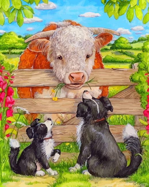 Dogs And Cow Painting By Numbers Kits